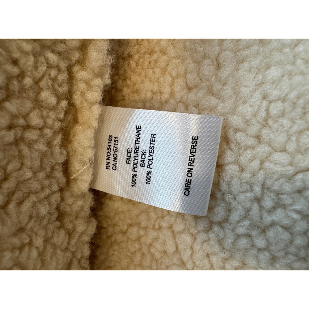 Marc New York Womens XL Faux Leather Sherpa Aviator Jacket Tan Brown Zip GUC - Picture 7 of 7